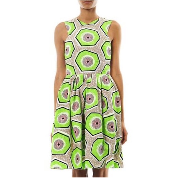 Carven Dresses & Skirts - CARVEN Kiwi Print Colorful Cotton Dress